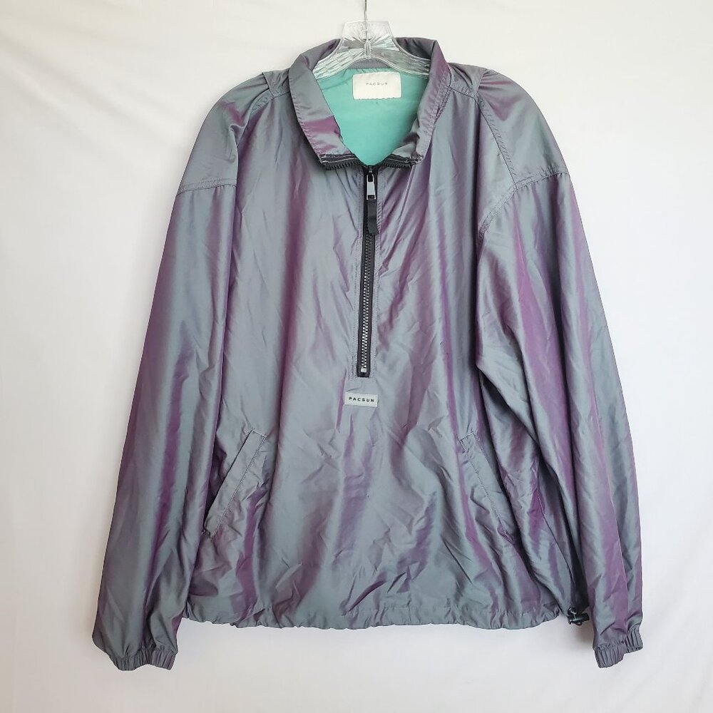 PACSUN Pacific Sunwear Pullover Windbreaker Jacket Iridescent Lrg Costal Surf